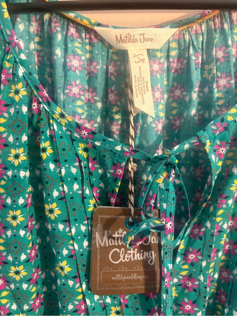 Matilda Jane Floral Tie-Front Midi Dress Large Womens Boho Cottagecore - Picture 3 of 9